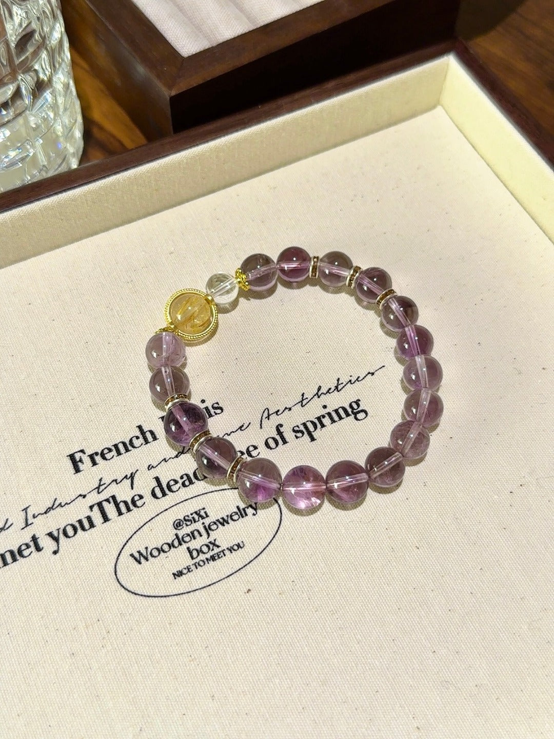 ▫️▪️ Amethyst white crystal blonde crystal bracelet